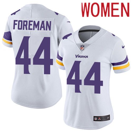 Women Minnesota Vikings #44 Chuck Foreman Nike White Vapor Limited NFL Jersey->women nfl jersey->Women Jersey